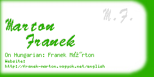 marton franek business card